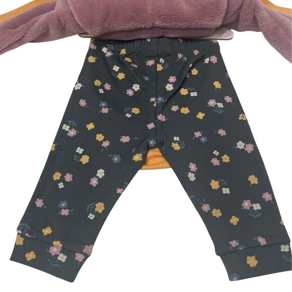 Pekkle Baby Girl 4pc Outfit 6M Plush Sweatshirt Koala Bodysuit Floral Leggings - Picture 5 of 9